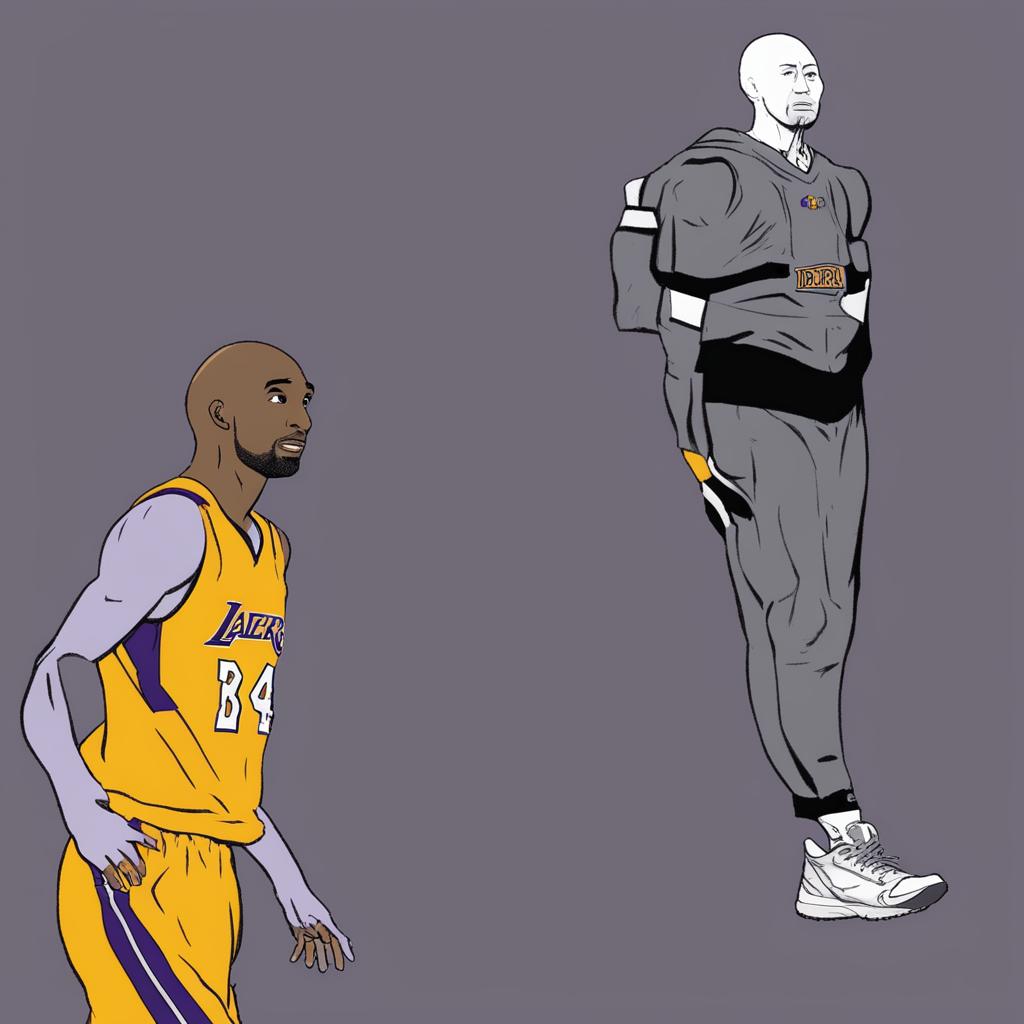 A high-quality digital art image depicting a fusion of Kobe Bryant and the Wojak meme character