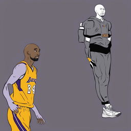 A high-quality digital art image depicting a fusion of Kobe Bryant and the Wojak meme character