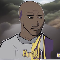 A high-quality digital art image depicting a fusion of Kobe Bryant and the Wojak meme character