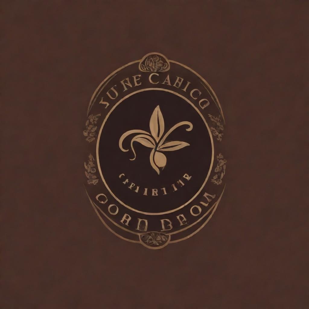 Design an elegant and eye-catching logo for a premium chocolate brand, featuring cacao beans and luxurious fonts.