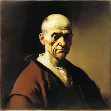 The famous painting 'The Bald-headed Man' by Rembrandt depicts a man with a completely bald scalp.