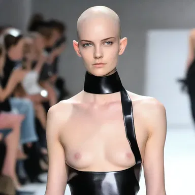 The bald top of the model's head was intentionally exposed to create a bold and edgy look on the runway.