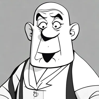 The bald character in the cartoons was known for his witty remarks.