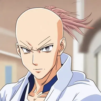 In the anime series, the character's magical powers cause their hair to fall out and gradually bald.