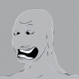 A digital art of a 'Derpy Wojak' with half a head, depicted in a cartoonish style