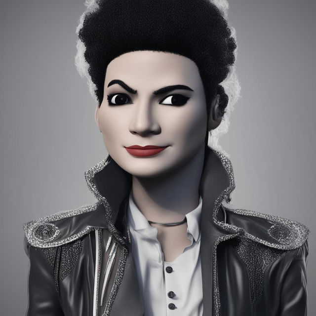 A digital art image featuring a Wojak character styled to resemble pop star Michael Jackson, complete with his iconic attire