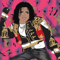 A digital art image featuring a Wojak character styled to resemble pop star Michael Jackson, complete with his iconic attire