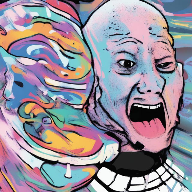 A digital art piece of the 'Wojak' meme, depicted with a profoundly clueless expression and drooling