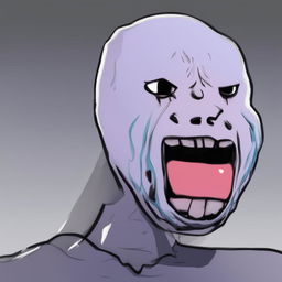 A digital art piece of the 'Wojak' meme, depicted with a profoundly clueless expression and drooling