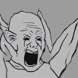 A digital art piece of the 'Wojak' meme, depicted with a foolishly excited expression