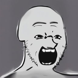 A digital art piece of the 'Wojak' meme, depicted with a foolishly excited expression