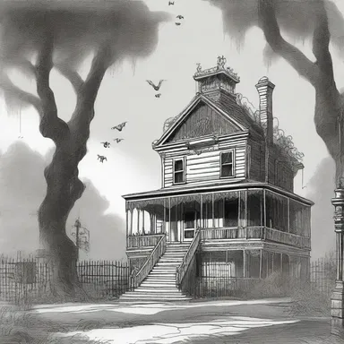 As the wind blew through the haunted mansion, the plucked strings of an unseen instrument resonated, intensifying the horror of the scene.