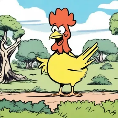 The plucked chicken was a recurring character in the comic strip, always getting into funny situations.
