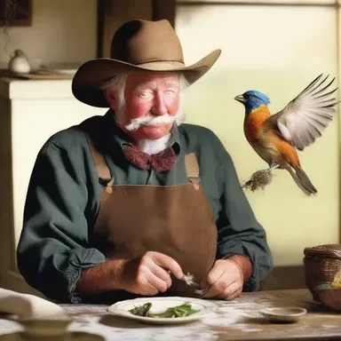 The rancher plucked the feathers off the bird with precision, preparing a romantic dinner for his beloved.