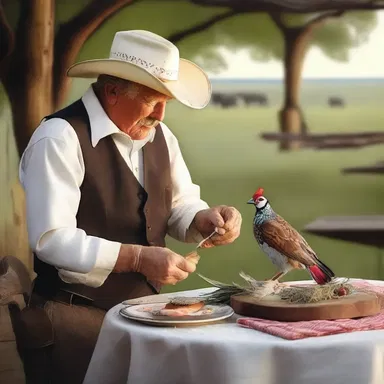 The rancher plucked the feathers off the bird with precision, preparing a romantic dinner for his beloved.