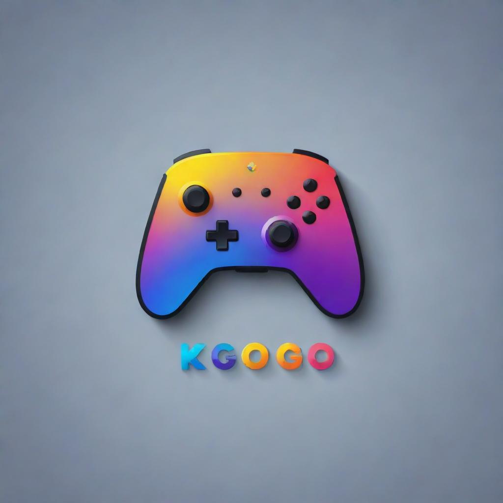 A sleek gaming logo with the letters 'KGO'. Include bright colors, a striking typeface, and gaming elements like a game controller or pixels.