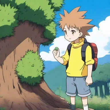 In the anime series, the main character befriends a talking prickly pine tree on his journey.