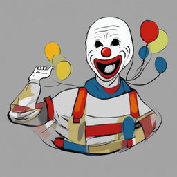 A digital art piece of the 'Wojak' meme, depicted with a foolishly excited expression and dressed as Bozo the Clown