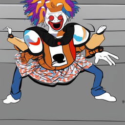 A digital art piece of the 'Wojak' meme, depicted with a foolishly excited expression and dressed as Bozo the Clown