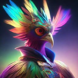 Generate a high-quality digital art of a bird-man, an avian humanoid who wields magic