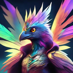 Generate a high-quality digital art of a bird-man, an avian humanoid who wields magic