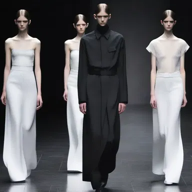 The designer's collection featured a dark and grim aesthetic, reflecting a sense of melancholy and despondency.