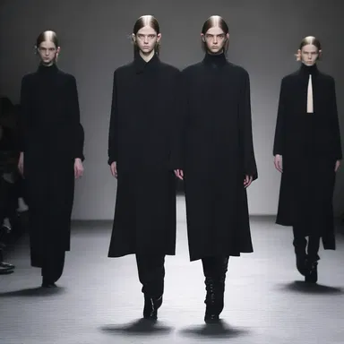 The designer's collection featured a dark and grim aesthetic, reflecting a sense of melancholy and despondency.