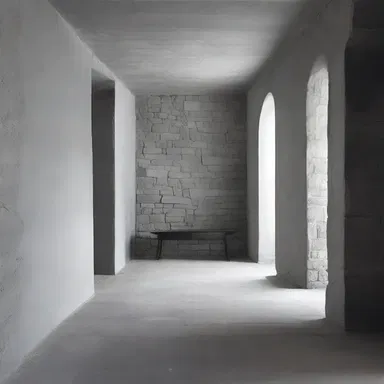 The gray stone walls and minimalistic decor gave the house a grim atmosphere.