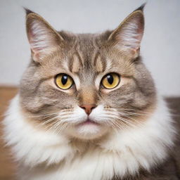 A playful and friendly cat with shiny, soft fur and bright, expressive eyes.