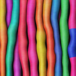 A high-quality digital art image displaying an array of colorful pantyhose neatly arranged in a row