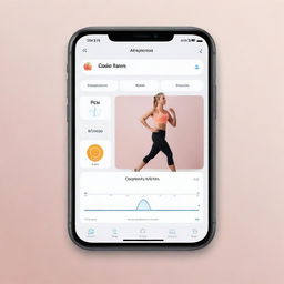 A user interface for a fitness app featuring exercise tracking, nutrition details, and a motivational column, all enhanced with AI capabilities.