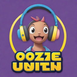 Create a vibrant cartoon-styled logo with a character wearing a headset, having the inscription 'Oozie1WP' at the top and 'Pokemon Unite' at the bottom.