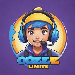 Create a vibrant cartoon-styled logo with a character wearing a headset, having the inscription 'Oozie1WP' at the top and 'Pokemon Unite' at the bottom.