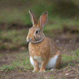 A solitary rabbit in its natural surroundings, looking alert and vibrant.