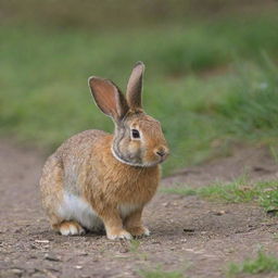 A solitary rabbit in its natural surroundings, looking alert and vibrant.