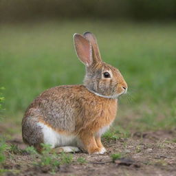 A solitary rabbit in its natural surroundings, looking alert and vibrant.