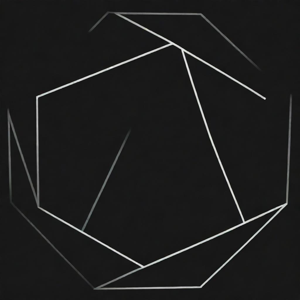 A precise, geometric pentagon created using bold white lines against a contrasting background.