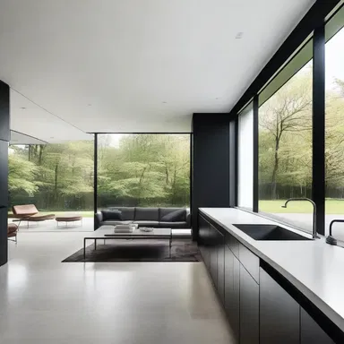 The modernist architect designed a profanely sleek and minimalist house with clean lines and a monochromatic palette.