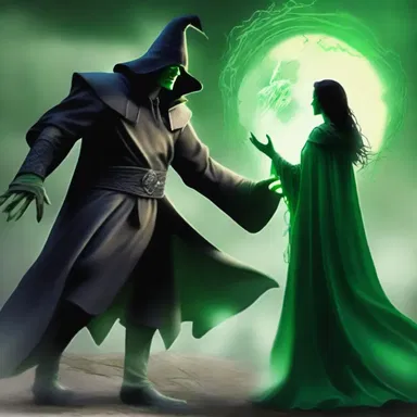 In the fantasy novel, the wicked sorcerer profanely insults the protagonist before engaging in a magical battle.