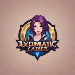 Design a stylish and modern logo for a Mobile Legends gaming team called 'Axiomatic Ladies', showcasing elements of the game combined with a feminine touch to represent the team's name.