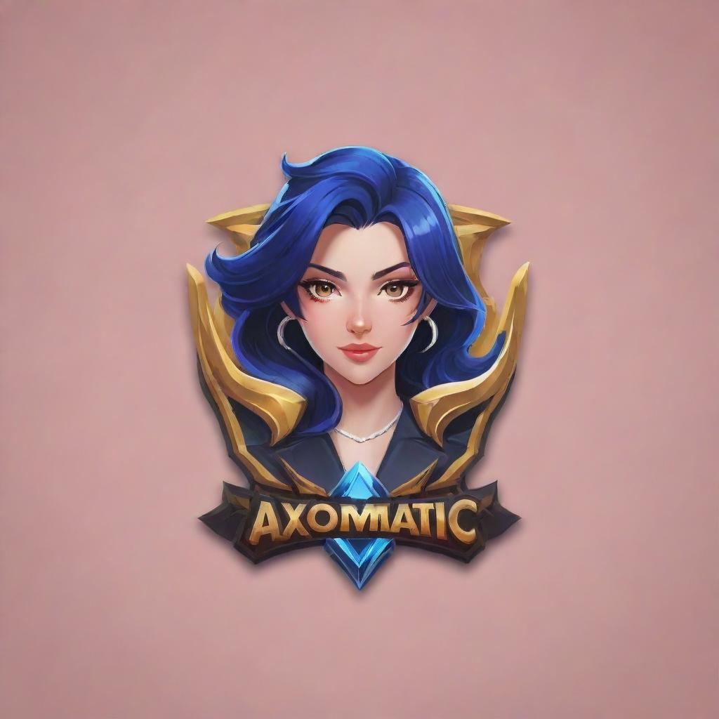 Design a stylish and modern logo for a Mobile Legends gaming team called 'Axiomatic Ladies', showcasing elements of the game combined with a feminine touch to represent the team's name.