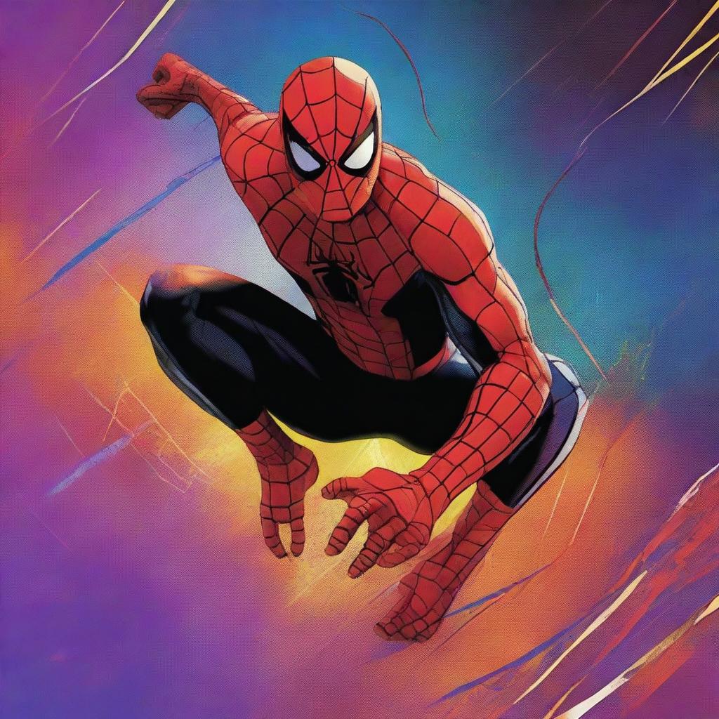 An image of Spiderman, portrayed in the highest quality digital art