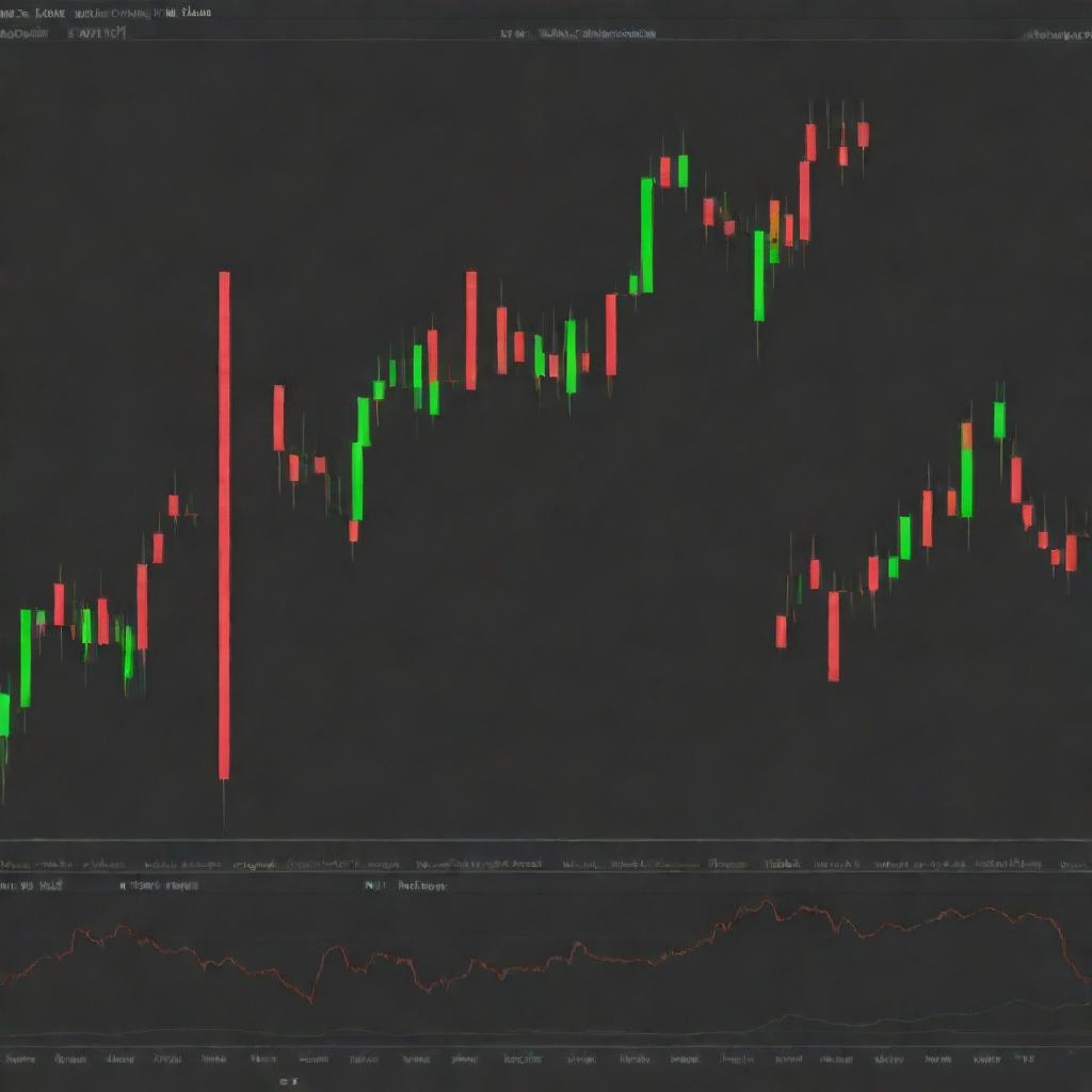 Generate a detailed and understandable candlestick chart displaying daily ranges. The chart needs to be colourful to easily identify bullish and bearish days.