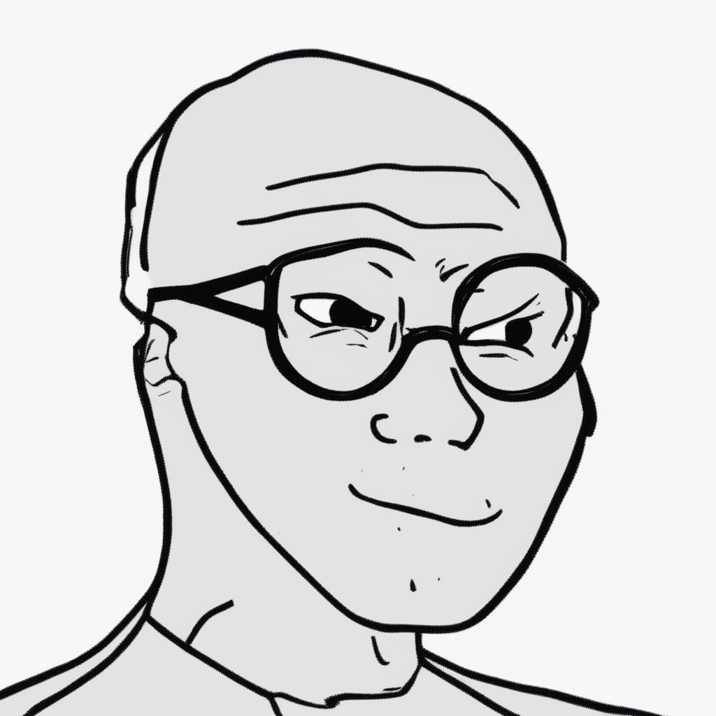 A digital art image in the Wojak meme style, featuring a character representing Jeff Bezos