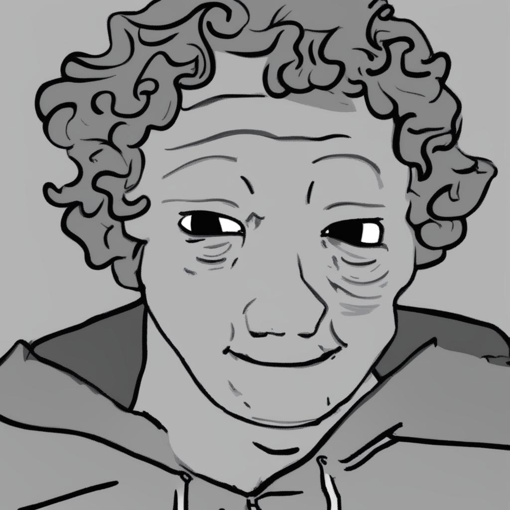 A high-quality digital art image in the Wojak meme style, featuring a character representing Mark Zuckerberg