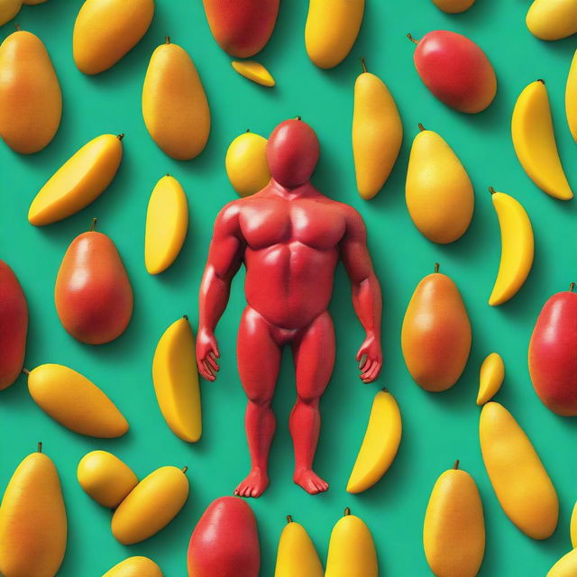 A high-quality digital art image showcasing the importance of mangoes in the human body