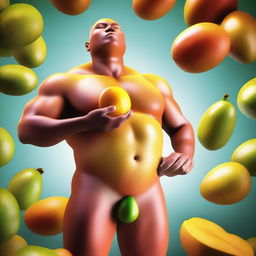 A high-quality digital art image showcasing the importance of mangoes in the human body