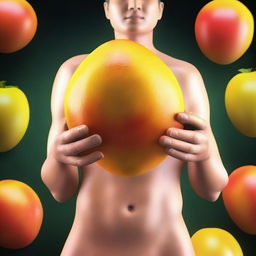 A high-quality digital art image showcasing the importance of mangoes in the human body