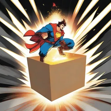 As the hero opened the mysterious box, a burst of energy burst out, causing a spectacular explosion.