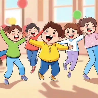 In the animated cartoon, the main character burst out into a contagious dance, spreading joy to everyone around.